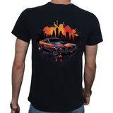 Beyaz Penguen Splash Car T-Shirt Pamuklu Siyah Penye Basic Erkek Tişört - 2XL