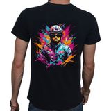 Beyaz Penguen Splash F1 T-Shirt %100 Pamuklu Siyah Penye Basic Erkek Tişört