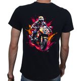 Beyaz Penguen Splash Gp T-Shirt %100 Pamuklu Siyah Penye Basic Erkek Tişört