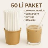 Beyaz Pipet - Beyaz Karton Pipet - Karton Pipet - Kağıt Pipet - Beyaz Kağıt Pipet - 25 Adet - 50 ADET