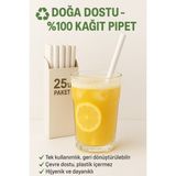 Beyaz Pipet - Beyaz Karton Pipet - Karton Pipet - Kağıt Pipet - Beyaz Kağıt Pipet - 25 Adet
