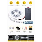 Beyaz Pırıltı Beyaz Renk Pil Ile Çalışan Şerit Led 1 Metre Pilli Şerit Led (PİL DAHİL)