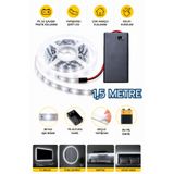 Beyaz Pırıltı Beyaz Renk Pil Ile Çalışan Şerit Led 1,5 Metre Pilli Şerit Led (PİL DAHİL)