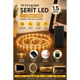 Beyaz Pırıltı Günışığı Renk Pil Ile Çalışan Şerit Led 1,5 Metre Pilli Şerit Led (PİL DAHİL)