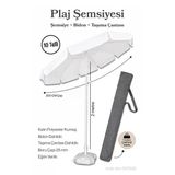 Beyaz Plaj Şemsiyesi 200 Cm Çap / 10 Telli + Bidon + Taşıma Çantası Dahil