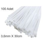 Beyaz Plastik Cırt Kelepçe 3.6x30cm Kablo Bağı Elektrik Kablosu 1