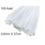Beyaz Plastik Cırt Kelepçe 3.6x37cm Kablo Bağı Elektrik Kablosu 1