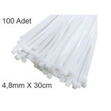 Beyaz Plastik Cırt Kelepçe 4.8x30cm Kablo Bağı Elektrik Kablosu 1