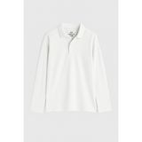 Beyaz Polo Yaka Basic Uzun Kollu Erkek Çocuk T-Shirt - 11170