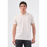 Beyaz Polo Yaka Pamuklu Düz Renk Slim Fit Erkek T-shirt