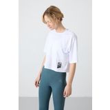 Beyaz Polyester Nefes Alan Dokulu İnce Esnek Oversize Fit Performans Kadın T-Shirt - 97284