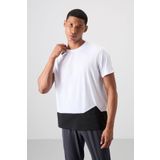 Beyaz Polyester Nefes Alan Dokulu İnce Esnek Standart Fit Erkek Performans T-Shirt - 88383