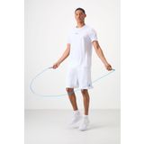 Beyaz Polyester Nefes Alan Dokulu İnce Esnek Standart Fit Erkek Performans T-Shirt - 88384
