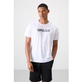 Beyaz Polyester Nefes Alan Dokulu İnce Esnek Standart Fit Erkek Performans T-Shirt - 88385