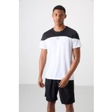 Beyaz Polyester Nefes Alan Dokulu İnce Esnek Standart Fit Erkek Performans T-Shirt - 88386