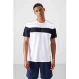 Beyaz Polyester Nefes Alan Dokulu İnce Esnek Standart Fit Erkek Performans T-Shirt - 88396