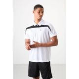 Beyaz Polyester Nefes Alan Dokulu İnce Esnek Standart Fit Polo Yaka Erkek Performans T-Shirt - 88392