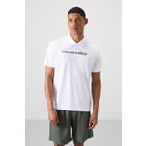Beyaz Polyester Nefes Alan Dokulu İnce Esnek Standart Fit Polo Yaka Erkek Performans T-Shirt - 88393