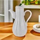 Beyaz Porselen 1000 ml Yağdanlık Bal Kabak Model Yağlık