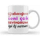 Beyaz Porselen Kupa Seti, Babalar Günü Hediye, Şık ve Kaliteli Tasarım - Seçenek 1