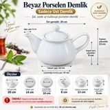 Beyaz Porselen Üst Demlik, 10 cm Oturma Çaplı, Kapaklı BYZPORSDEMLA | Sade Zamansız Tasarım, Toplam Yükseklik 13 cm, Taban Çapı 14 cm, Kapak Dahil, Alt Çaydanlık Hariç