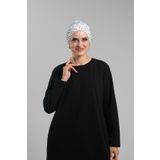 Beyaz Pratik Hazır Geçmeli Tesettür Bone Sandy Kumaş Taşlı 1456_42