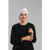 Beyaz Pratik Hazır Geçmeli Tesettür Bone Sandy Pileli Salaş 2121_42