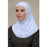 Beyaz Pratik Hazır Geçmeli Tesettür Eşarp Sandy Kumaş Kendinden Boneli 1290_42
