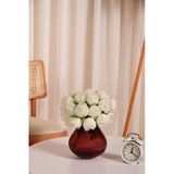 Beyaz Premium Yapay Peony Şakayık Çiçeği Buketi 7 Dallı Lüx İpeksi Dokulu 25 Cm