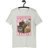 Beyaz Profesyonel Napper Komik Kedi Meme Hediye Onun Goofy Ahh Tshirt Uyku Ironik K - XL