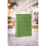 Beyaz Puantiyeli Yeşil Kraft Kağıt Çanta 32X41X12 Cm, Büküm Saplı Hediyelik Butik Mağaza Po� - Standart