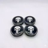 Beyaz Punisher Damla Geçme Jant Göbek Kapağı 4’Lü Set 55/58Mm Siyah