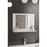 Beyaz Raflı Banyo Aynası Dresuar Salon Aynası,Beyaz 60X45