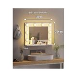 Beyaz Raflı Işıklı Kumandalı Makyaj Masası Etejer Banyo Aynası Dresuar Salon Aynası,Beyaz 70X52
