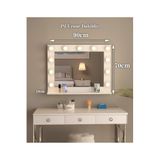 Beyaz Raflı Işıklı Kumandalı Makyaj Masası Etejer Banyo Aynası Dresuar Salon Aynası,Beyaz 90X70