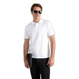 Beyaz Regular Düz Nakışlı Pike Düğmeli Polo Yaka Tişört