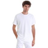 Beyaz Regular Fit Düz Pamuklu Bisiklet Yaka Triko Tişört - 2XL