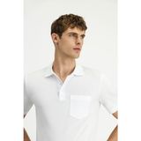 Beyaz Regular Fit Düz Polo Yaka Pamuklu Tişört | XL