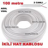 Beyaz Renk 100 Metre 2Li Hat Kablosu Bina Girişi Ev Arası Telefon Kablo