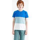 Beyaz Renk Bloklu O Yaka Baskı Detaylı Standart Kalıp Erkek Çocuk T-Shirt - 11135
