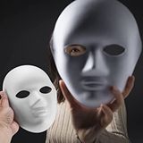 Beyaz Renk Boyanabilir Anonim Tam Yüz Cosplay Maske 24x18 Cm Renksiz
