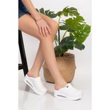 Beyaz Renk Deliksiz Bayan Ortopedik Airmax Taban Sabo Terlik (903) - 35