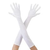 Beyaz Renk Dirseğe Kadar Uzun Kumaş Eldiven 40 Cm (5047)