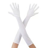Beyaz Renk Dirseğe Kadar Uzun Kumaş Eldiven 40 Cm (5224)