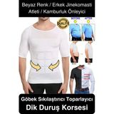Beyaz Renk Erkek Bel Göğüs Dik Duruş Korsesi Atlet Jinekomasti Göbek Sıkılaştırıcı Toparlayıcı