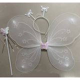 Beyaz Renk Kelebek Kanadı Tacı ve Sopası 50x37 cm (4604)