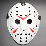 Beyaz Renk Kırmızı Çizgili Tam Yüz Hokey Jason Maskesi Hannibal Maskesi (5047)