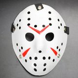 Beyaz Renk Kırmızı Çizgili Tam Yüz Hokey Jason Maskesi Hannibal Maskesi (5433)