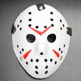 Beyaz Renk Kırmızı Çizgili Tam Yüz Hokey Jason Maskesi Hannibal Maskesi (5477)