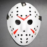 Beyaz Renk Kırmızı Çizgili Tam Yüz Hokey Jason Maskesi Hannibal Maskesi Bx40
